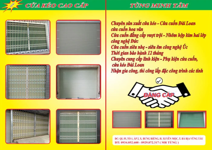 Tờ giới thiệu cửa kéo cao cấp và cửa cuốn Tùng Minh Tâm